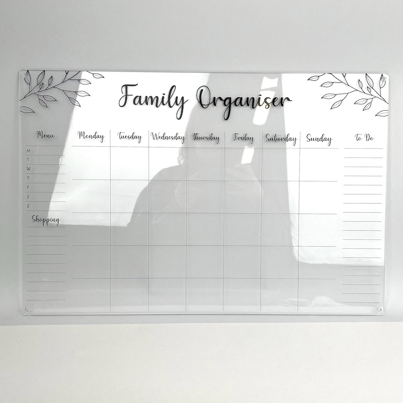 Clear and black planner A2 size - Large. Made by The Bespoke Workshop.