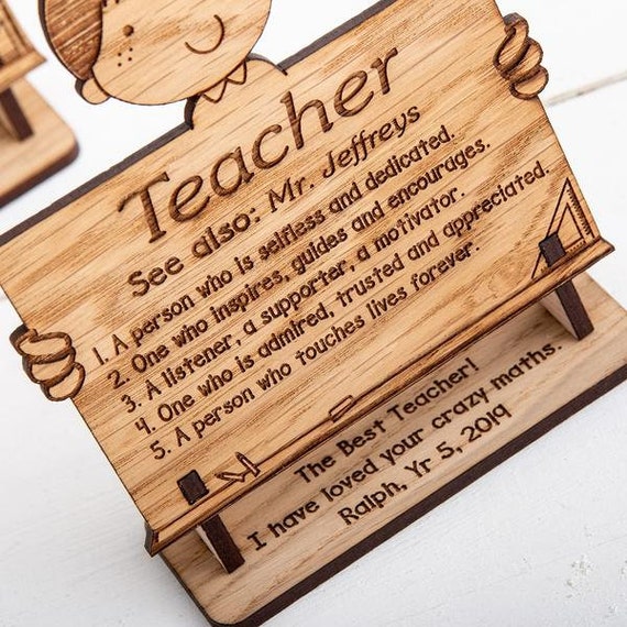 End of Term Thank You Gift, Definition of Teacher Personalized