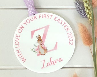 Personalised Easter Decoration Gift, Easter 2024 Decoration, First Easter Keepsake - Pink Rabbit