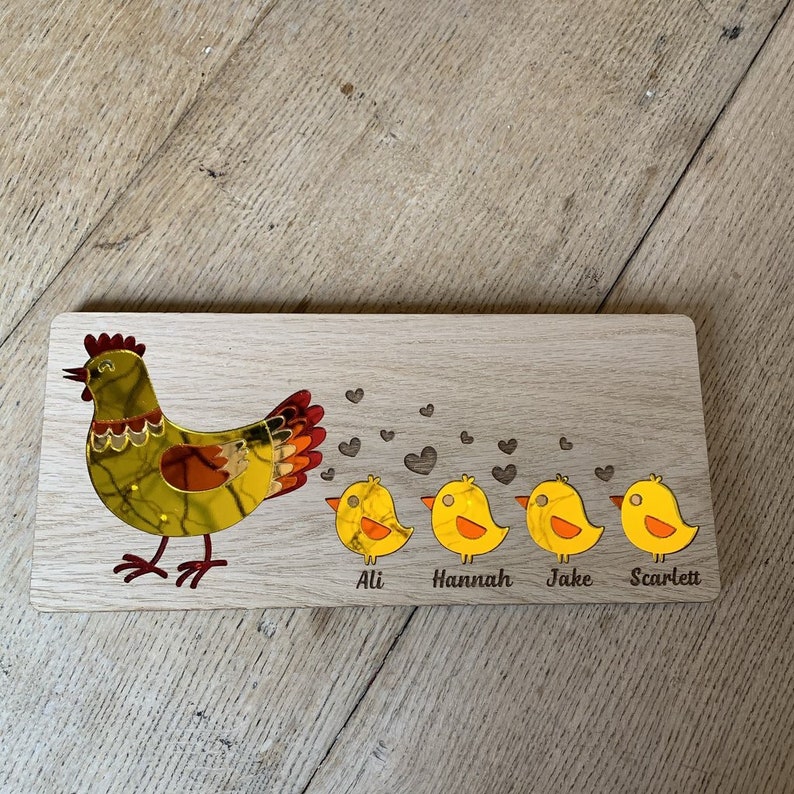 Mother Hen Wall Hanging, Personalised Gift for Mom, Farmhouse Gift, Children's gift to mom, Birthday gift for Mum image 3