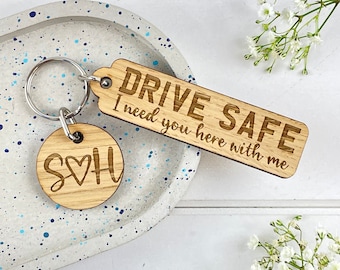 Drive Safe I need you here with me keyring, New driver gift, New Car Gift, Gift for Passing Driving Test, Number Plate Keyring