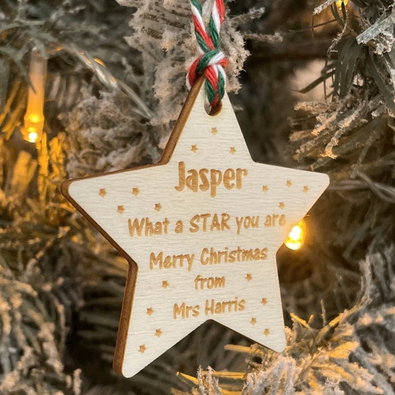 Regalos de Navidad para profesores y alumnos, estrella de madera  personalizada, adorno para profesores y alumnos, regalos de Navidad para  toda la