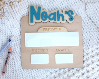 Personalised first and last day of school sign, reusable back to school photo board. Photo prop for first day of school or nursery