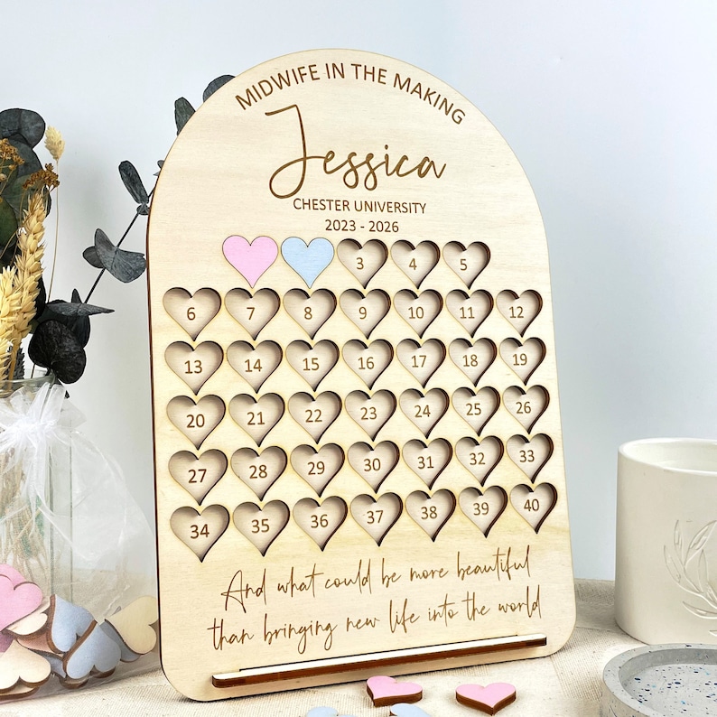 Personalised Student Midwife Gift Student Midwife Birth Counting Board Midwifery Board Midwife Counting Chart Midwife in the making image 1