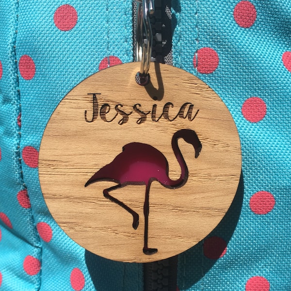 Flamingo Bag Tag For Kids Name Tag Gift Kids Luggage Tag Engraved Name Tag Flamingo Keyring Flamingo Name Tag Flamingo Gift Backpack Tag