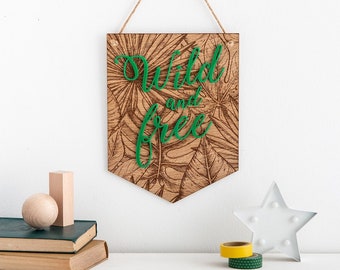 Baby wild one birthday boy Monstera wall art, Laser engraved wood Tropical leaf decor, Wild and free Custom wood plaque