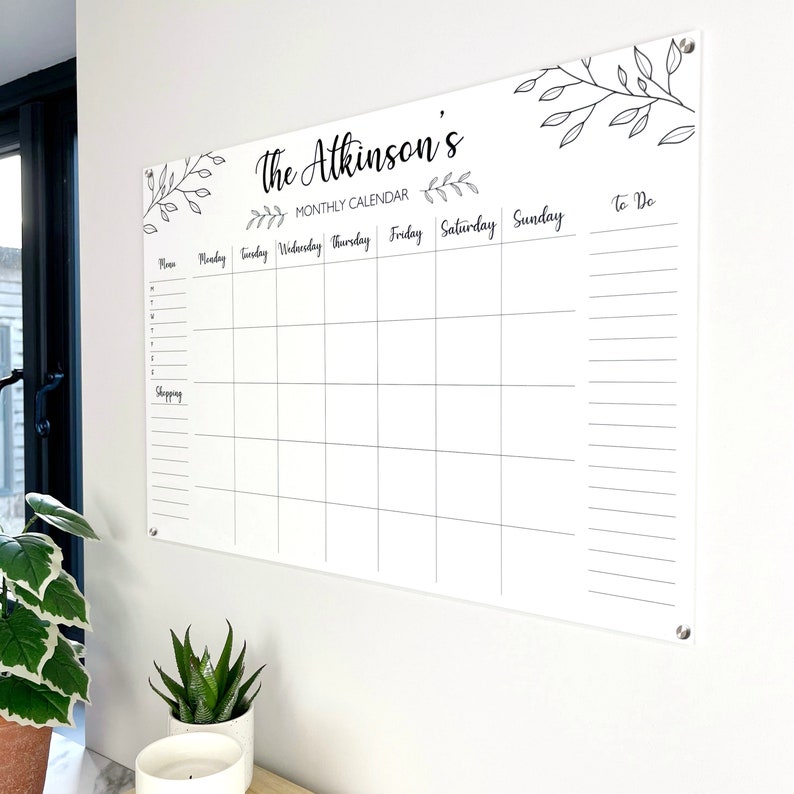 Side view of our large size monthly planner mounted on the wall. Made by The Bespoke Workshop.