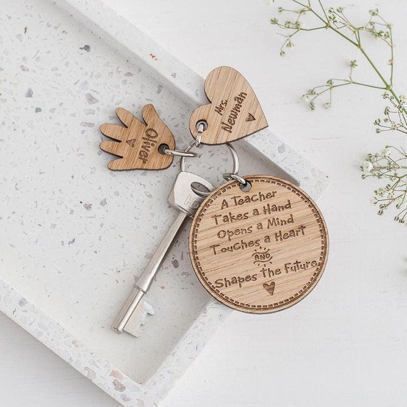 Personalised Teacher Keyring Teacher Gift Thank You Teacher Appreciation Teacher Keychain End of Term Teaching Assistant Gift Nursery Nurse image 1