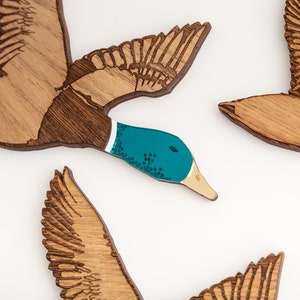 Ensemble de 3 canards volants, canards Hilda des années 1950, décoration champêtre, décoration murale en bois unique, cadeau fête des pères 2024, cadeau de chasse pour papa image 4