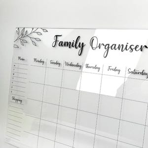 Personalised Family Monthly Wall Planner 2026, Organisation Board, Wall Mounted Dry Erase Calendar, Acrylic Family Whiteboard image 3