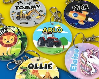 Personalised Bag Tag, Kids Name Keyring, School Bag Tag, Childrens Name Keyring, Name Tag for School Book Bag, School Book Bag Tag