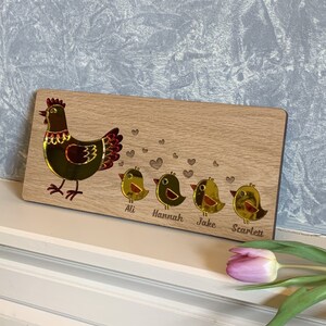 Mother Hen Wall Hanging, Personalised Gift for Mom, Farmhouse Gift, Children's gift to mom, Birthday gift for Mum image 2