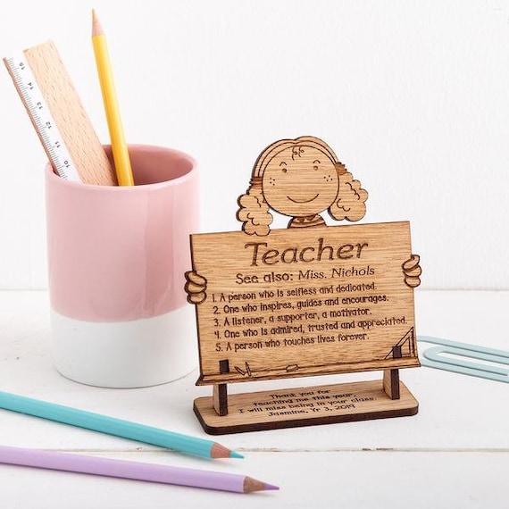 Personalised Engraved Awesome Teacher Oak Photo Frame End of Term Thank You Gift