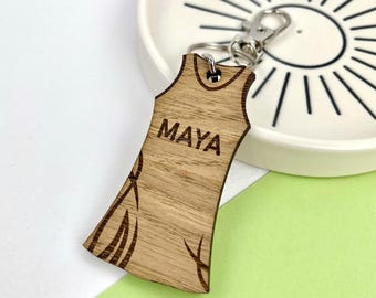 Netball Shirt Bag Tag, Personalised gift for youth Netball team, End of season team gift, Netball academy, Customised Netball Keyring