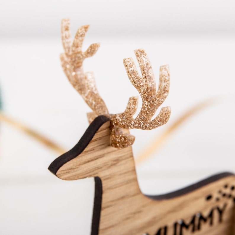 Christmas Reindeer Place Settings, Xmas Table Decorations, Personalised Christmas Decor, Christmas 2023 Wooden Place Names Gold Reindeer