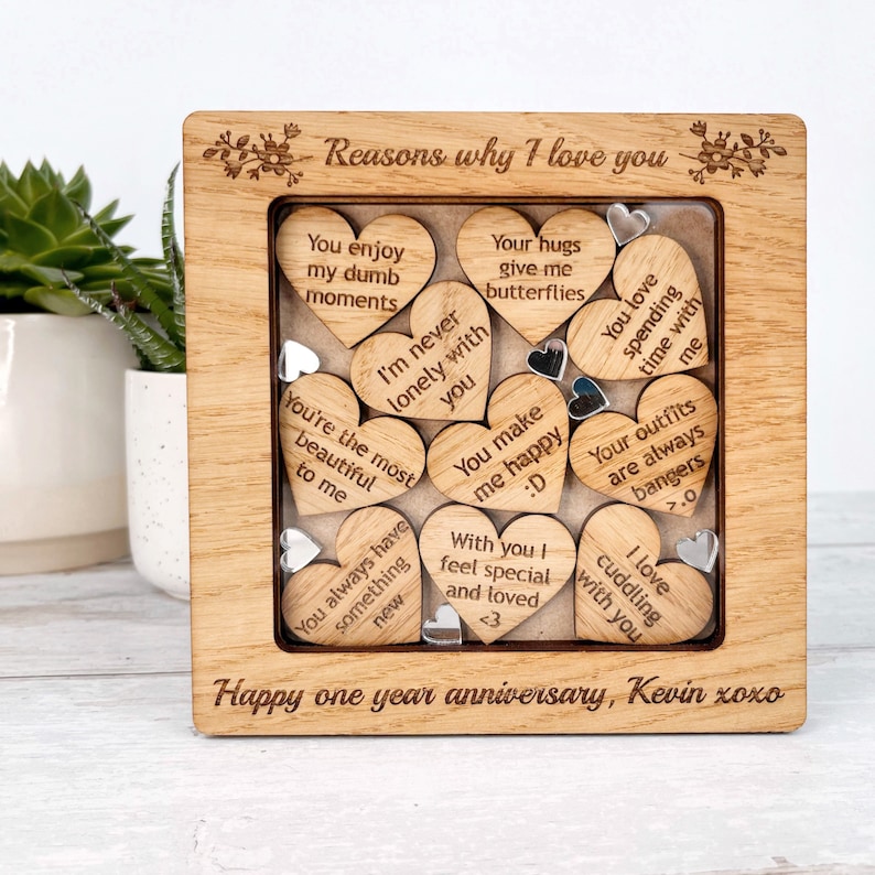 10 Reasons Why I Love You, Personalised Mothers Day gift from Daughter, Unique gift for Mum, Things I love about you Frame from children Hearts