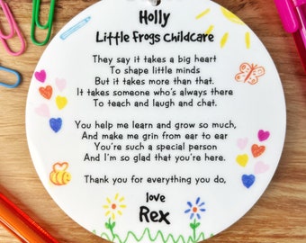 Nursery Leaving Gift, Childminder Personalised Thank You Gift, Hanging Keepsake from Child, Childcare Presents, Gift from child to Nursery