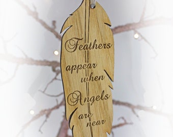 Loss of loved one Feather Ornament, Wooden memorial Decoration, Bereavement Gift, Sympathy gift, Christmas Tree Memorial Ornament