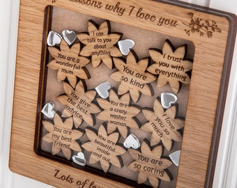 10 Reasons Why I Love You Frame, Personalised Mother’s Day Gift from Son Daughter, Laser Engraved Oak, Custom Gift for Mum Mom