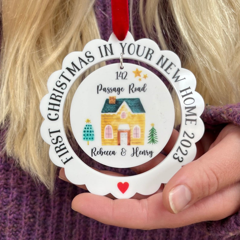 Christmas in our new home 2024, Personalised New Home Christmas Decoration, First Christmas In Our New Home Tree Ornament image 1