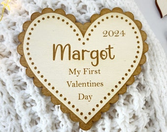 Personalised 1st Valentines Day Heart Photo Prop, My first Valentine’s Day Social Media Sign, Valentines Day keepsake for baby