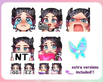 VALORANT CLOVE emotes, Valorant agent emotes, Twitch Discord Youtube emote set, cute pre-made ready-to-use emote bundle pack