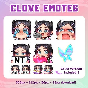 VALORANT CLOVE emotes, Valorant agent emotes, Twitch Discord Youtube emote set, cute pre-made ready-to-use emote bundle pack