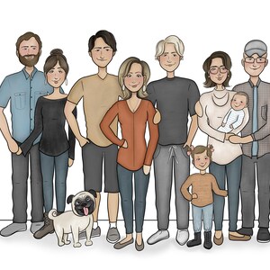Custom Family Portrait-Family Portrait-Custom Illustration-Wedding gift-Family illustration-Anniversary Gift-Bride and Groom gift-Mom gift