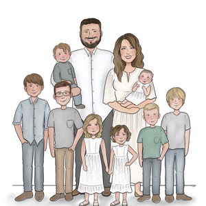 Custom Family Portrait-Family Portrait-Custom Illustration-Wedding gift-Family illustration-Anniversary Gift-Bride and Groom gift-Mom gift