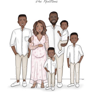 Custom Family Portrait-Family Portrait-Custom Illustration-Wedding gift-Family illustration-Anniversary Gift-Bride and Groom gift-Mom gift