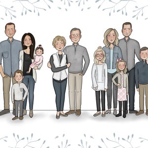 Custom Family Portrait-Family Portrait-Custom Illustration-Wedding gift-Family illustration-Anniversary Gift-Bride and Groom gift-Mom gift