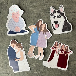 Custom Portrait Sticker-custom portrait-custom family portrait illustration-cDrawn from photo custom portrait-couple portrait