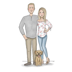 Retrato familiar personalizado-Retrato familiar-Ilustración personalizada-Regalo de boda-Ilustración familiar-Regalo de aniversario-Regalo de novia y novio-Regalo de mamá