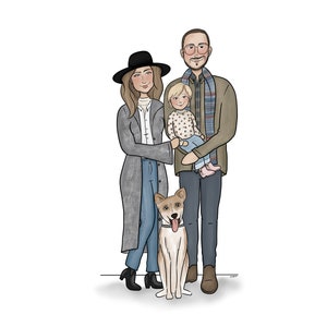 Custom Family Portrait Illustration, Custom Family Print, Custom Family Sign, Portrait Illustration, Couple Portrait, Family Illustration