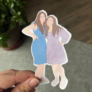 Friends Portrait Sticker-custom portrait-custom family portrait illustration-Drawn from photo custom portrait-couple portrait