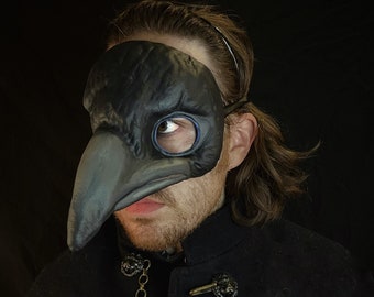 Máscara de cuervo hecha a mano: disfraz de cuervo gótico para Halloween, teatro y carnaval.