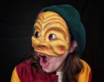Arlecchino Venetian Mask for Commedia dell&#39;Arte, Theater, Carnival, and Masquerade Performances