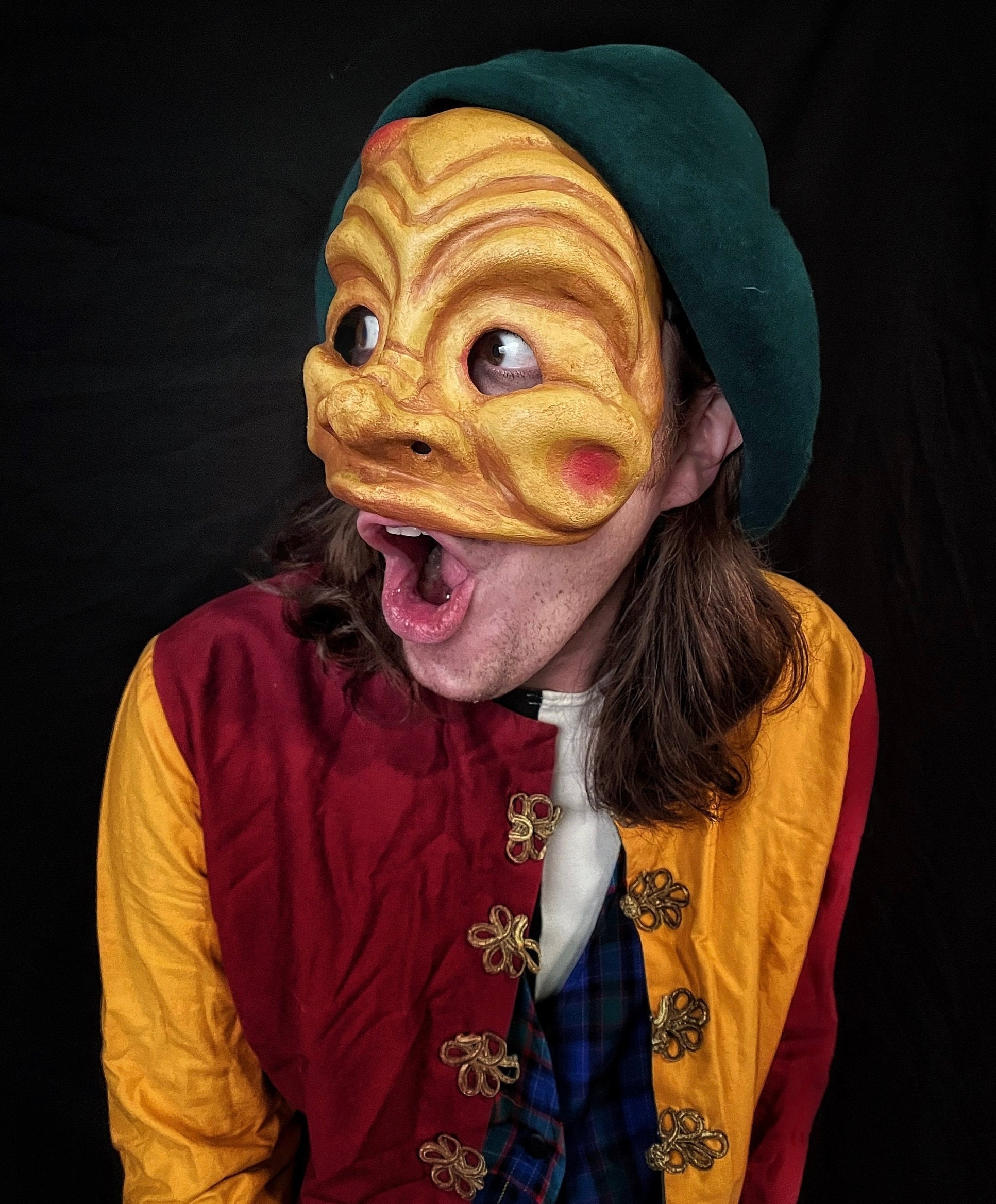 Venezianische Arlecchino Maske für Commedia dell'Arte, Theater, Karneval und Maskerade Aufführungen