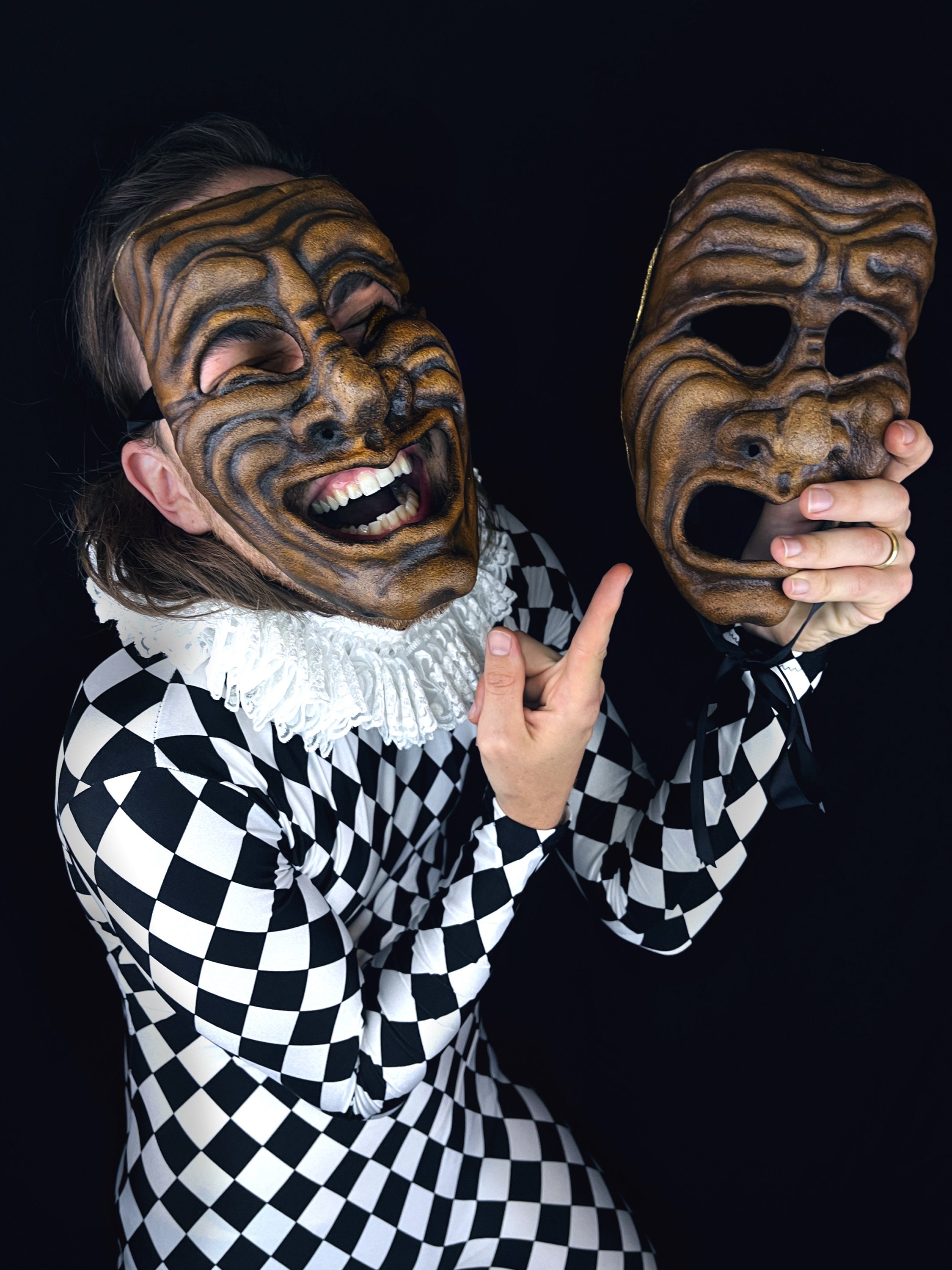 Handcrafted Comedy Mask - Greek Theater Sock & Buskin Inspired Carnival ...