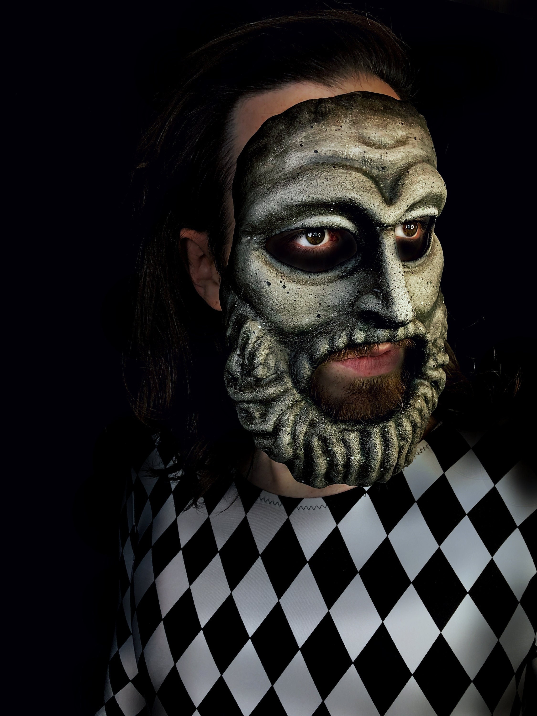 Ancient Greek Theater Mask: Handcrafted Stone Replica for Drama