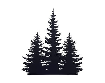 Serre-livres en métal Pinetree | Serre-livres noir forêt épaisse | Décoration de cheminée pour amoureux de la nature