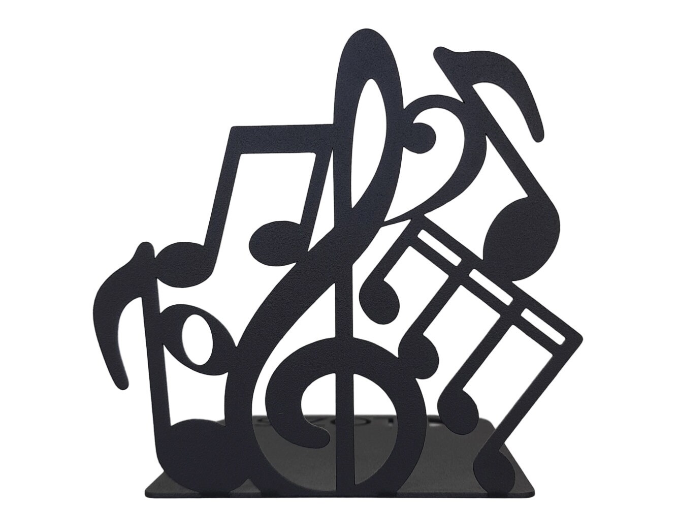Reggilibri Metallico Con Note Musicali - Nero - Per Casa E Ufficio - Design Creativo - Foto 6