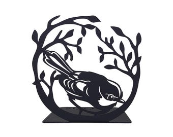 Serre-livres Oiseau | Serre-livres en acier noir | Serre-livres en métal oiseaux noirs sur branche | Décoration d'étagère