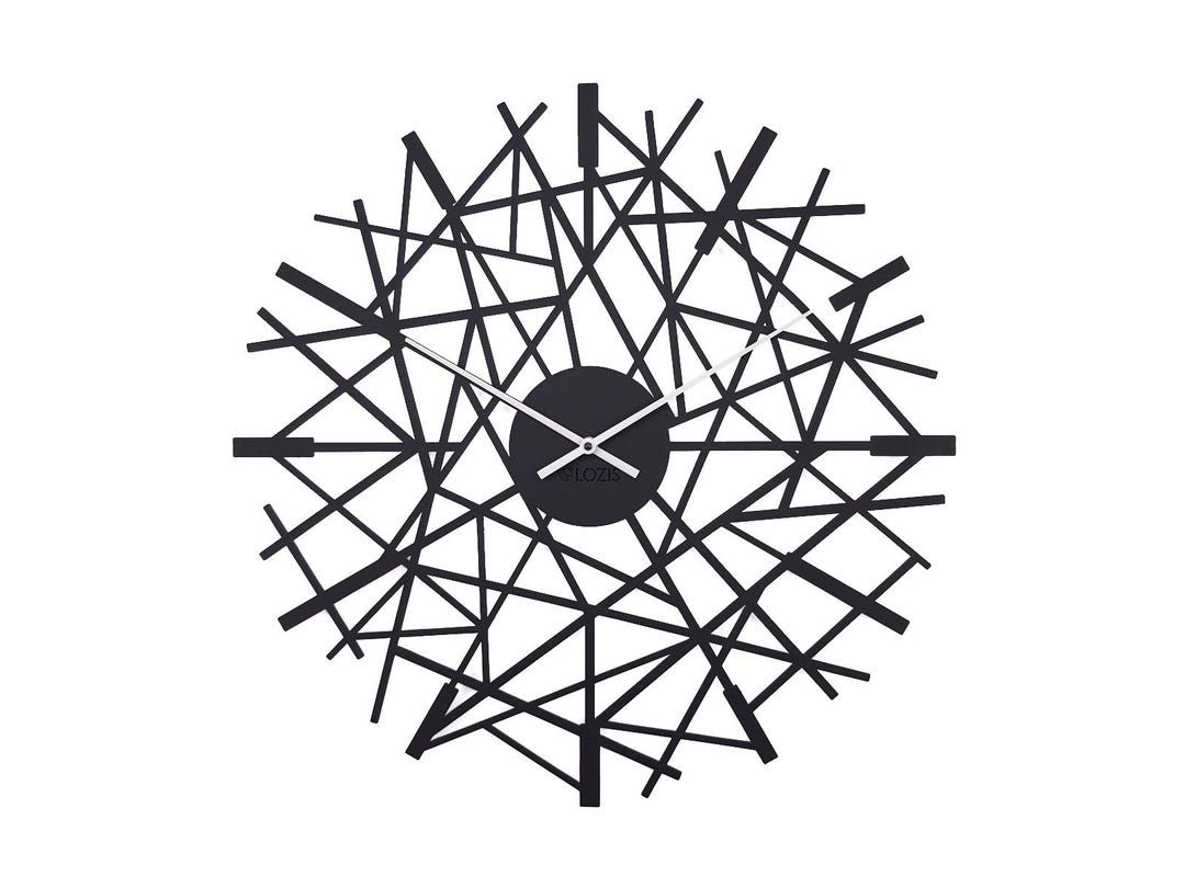 Modern Black Metal Wall Clock | Abstract Chaos Design | Silent Clock ...