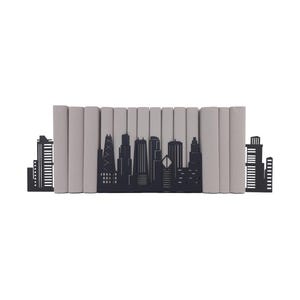 Chicago Skyline Metal Bookends | American City Building Bookend | Library Bookshelf Decor City Silhouette