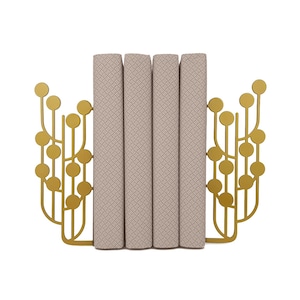 Bronze Dots Bookends | Modern Library Gold Bookshelf Decor | Brass Book Lover Gift