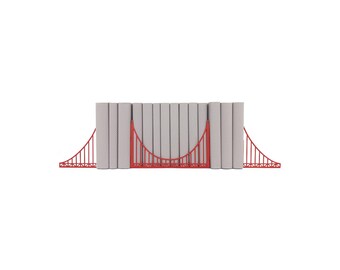 Golden Gate Bridge Bookends | American California Bridge Bookend | Library Bookshelf Decor City Silhouette