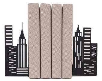 Bookends City Skyline / New York Bookends American / Building Heavy Book Ends / Stopper Book Holder Stand / City Silhouette Bookshelf Décor