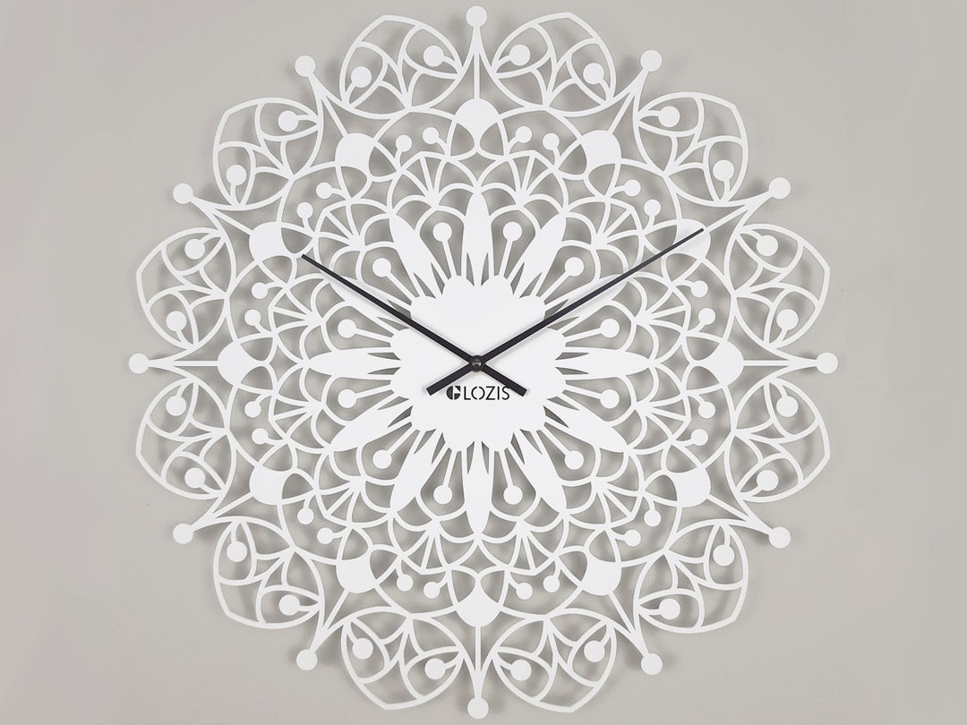 Modern White Silent Large Wall Clock Art, Oversized Unique Large Metal