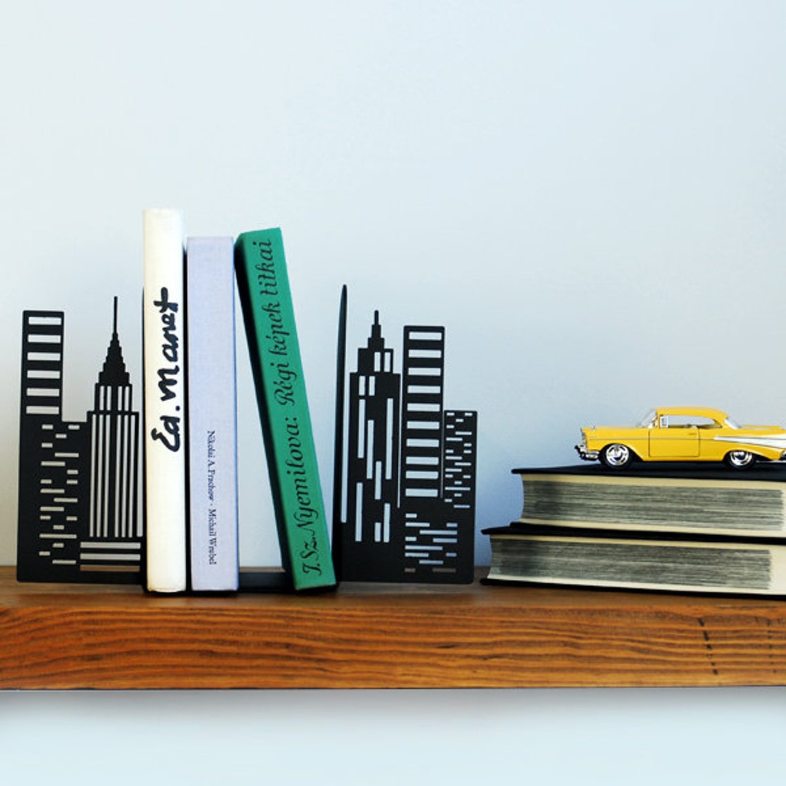 City Skyline Bookends / Glozis Bookends / Metal Bookends / Etsy